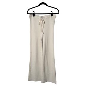 American Eagle Ribbed Knit Wide Leg Lounge Pants Cream Off-White Size L NEW